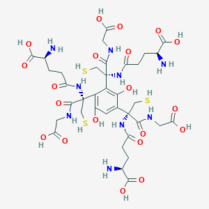 molecular formula C36H51N9O20S3 B044302 (2S)-2-amino-5-[[(2S)-2-[3,4-bis[(2S)-2-[[(4S)-4-amino-4-carboxybutanoyl]amino]-1-(carboxymethylamino)-1-oxo-3-sulfanylpropan-2-yl]-2,5-dihydroxyphenyl]-1-(carboxymethylamino)-1-oxo-3-sulfanylpropan-2-yl]amino]-5-oxopentanoic acid CAS No. 119212-33-8