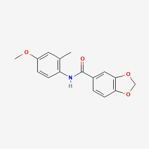 molecular formula C16H15NO4 B4430245 N-(4-METHOXY-2-METHYLPHENYL)-2H-13-BENZODIOXOLE-5-CARBOXAMIDE 