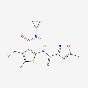 molecular formula C16H19N3O3S B4430291 N-[3-(cyclopropylcarbamoyl)-4-ethyl-5-methylthiophen-2-yl]-5-methyl-1,2-oxazole-3-carboxamide 