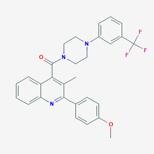 molecular formula C29H26F3N3O2 B443032 2-(4-Methoxyphenyl)-3-methyl-4-({4-[3-(trifluoromethyl)phenyl]-1-piperazinyl}carbonyl)quinoline 