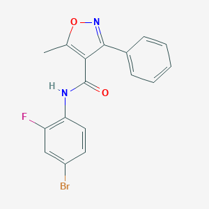 molecular formula C17H12BrFN2O2 B443034 N-(4-bromo-2-fluorophenyl)-5-methyl-3-phenyl-1,2-oxazole-4-carboxamide 