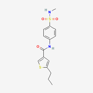 molecular formula C15H18N2O3S2 B4430348 N-[4-(methylsulfamoyl)phenyl]-5-propylthiophene-3-carboxamide 