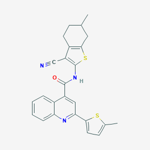 molecular formula C25H21N3OS2 B443036 N-(3-cyano-6-methyl-4,5,6,7-tetrahydro-1-benzothiophen-2-yl)-2-(5-methylthiophen-2-yl)quinoline-4-carboxamide 
