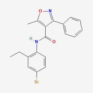 molecular formula C19H17BrN2O2 B4430416 N-(4-bromo-2-ethylphenyl)-5-methyl-3-phenyl-1,2-oxazole-4-carboxamide 