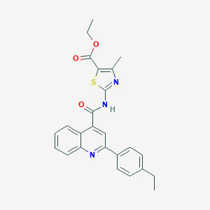 molecular formula C25H23N3O3S B443042 ETHYL 2-({[2-(4-ETHYLPHENYL)-4-QUINOLYL]CARBONYL}AMINO)-4-METHYL-1,3-THIAZOLE-5-CARBOXYLATE 