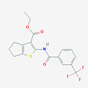 molecular formula C18H16F3NO3S B443045 ethyl 2-(3-(trifluoromethyl)benzamido)-5,6-dihydro-4H-cyclopenta[b]thiophene-3-carboxylate CAS No. 438472-11-8