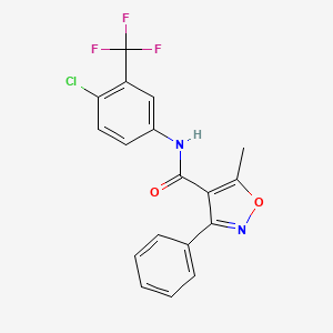 molecular formula C18H12ClF3N2O2 B4430478 N-[4-chloro-3-(trifluoromethyl)phenyl]-5-methyl-3-phenyl-1,2-oxazole-4-carboxamide 