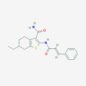molecular formula C20H22N2O2S B443049 2-(Cinnamoylamino)-6-ethyl-4,5,6,7-tetrahydro-1-benzothiophene-3-carboxamide 