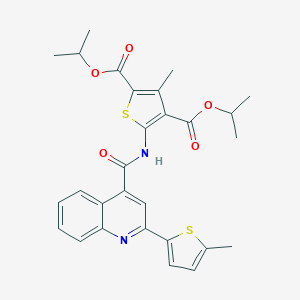 molecular formula C28H28N2O5S2 B443052 Diisopropyl 3-methyl-5-({[2-(5-methyl-2-thienyl)-4-quinolinyl]carbonyl}amino)-2,4-thiophenedicarboxylate 
