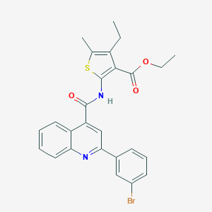 molecular formula C26H23BrN2O3S B443055 ETHYL 2-({[2-(3-BROMOPHENYL)-4-QUINOLYL]CARBONYL}AMINO)-4-ETHYL-5-METHYL-3-THIOPHENECARBOXYLATE 