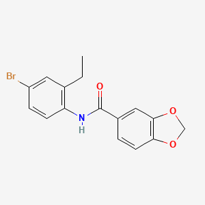 molecular formula C16H14BrNO3 B4430554 N-(4-BROMO-2-ETHYLPHENYL)-2H-13-BENZODIOXOLE-5-CARBOXAMIDE 