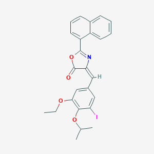 molecular formula C25H22INO4 B443065 4-(3-ethoxy-5-iodo-4-isopropoxybenzylidene)-2-(1-naphthyl)-1,3-oxazol-5(4H)-one 