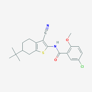 molecular formula C21H23ClN2O2S B443069 N-(6-tert-butyl-3-cyano-4,5,6,7-tetrahydro-1-benzothiophen-2-yl)-5-chloro-2-methoxybenzamide 