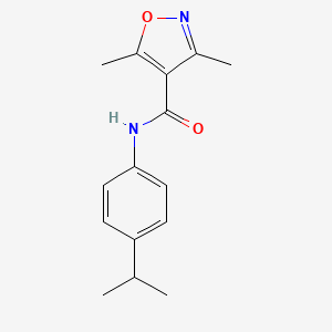 molecular formula C15H18N2O2 B4430740 N~4~-(4-ISOPROPYLPHENYL)-3,5-DIMETHYL-4-ISOXAZOLECARBOXAMIDE 