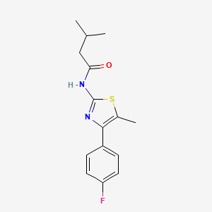 molecular formula C15H17FN2OS B4430754 N-[4-(4-FLUOROPHENYL)-5-METHYL-13-THIAZOL-2-YL]-3-METHYLBUTANAMIDE 