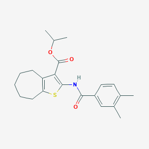 molecular formula C22H27NO3S B443085 isopropyl 2-[(3,4-dimethylbenzoyl)amino]-5,6,7,8-tetrahydro-4H-cyclohepta[b]thiophene-3-carboxylate 