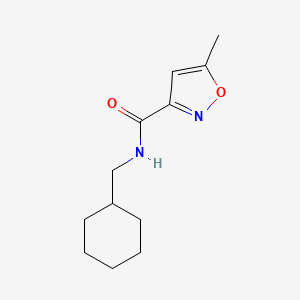 molecular formula C12H18N2O2 B4430871 N-(cyclohexylmethyl)-5-methyl-1,2-oxazole-3-carboxamide 