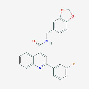 molecular formula C24H17BrN2O3 B443092 N-(1,3-benzodioxol-5-ylmethyl)-2-(3-bromophenyl)quinoline-4-carboxamide 