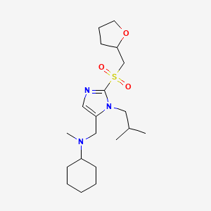 molecular formula C20H35N3O3S B4431132 N-methyl-N-[[3-(2-methylpropyl)-2-(oxolan-2-ylmethylsulfonyl)imidazol-4-yl]methyl]cyclohexanamine 