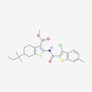 molecular formula C25H28ClNO3S2 B443114 Methyl 2-{[(3-chloro-6-methyl-1-benzothien-2-yl)carbonyl]amino}-6-tert-pentyl-4,5,6,7-tetrahydro-1-benzothiophene-3-carboxylate 