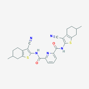 molecular formula C27H25N5O2S2 B443128 N,N'-bis(3-cyano-6-methyl-4,5,6,7-tetrahydro-1-benzothiophen-2-yl)pyridine-2,6-dicarboxamide 