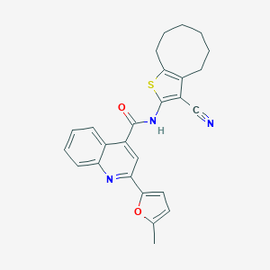 molecular formula C26H23N3O2S B443130 N-(3-cyano-4,5,6,7,8,9-hexahydrocycloocta[b]thiophen-2-yl)-2-(5-methylfuran-2-yl)quinoline-4-carboxamide 