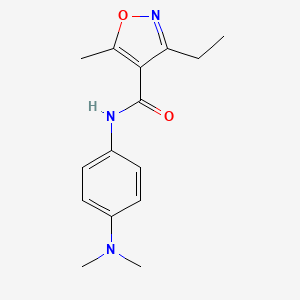 molecular formula C15H19N3O2 B4431369 N-[4-(DIMETHYLAMINO)PHENYL]-3-ETHYL-5-METHYL-12-OXAZOLE-4-CARBOXAMIDE 