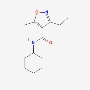 molecular formula C13H20N2O2 B4431430 N-CYCLOHEXYL-3-ETHYL-5-METHYL-12-OXAZOLE-4-CARBOXAMIDE 
