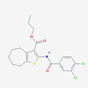 molecular formula C20H21Cl2NO3S B443151 propyl 2-[(3,4-dichlorobenzoyl)amino]-5,6,7,8-tetrahydro-4H-cyclohepta[b]thiophene-3-carboxylate 