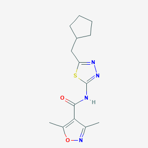 molecular formula C14H18N4O2S B4431629 N-[5-(cyclopentylmethyl)-1,3,4-thiadiazol-2-yl]-3,5-dimethyl-1,2-oxazole-4-carboxamide 