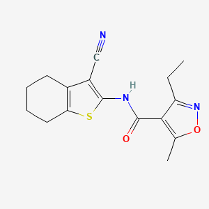 molecular formula C16H17N3O2S B4431720 N-(3-CYANO-4,5,6,7-TETRAHYDRO-1-BENZOTHIOPHEN-2-YL)-3-ETHYL-5-METHYL-4-ISOXAZOLECARBOXAMIDE 