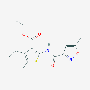 molecular formula C15H18N2O4S B4431745 ETHYL 4-ETHYL-5-METHYL-2-(5-METHYL-1,2-OXAZOLE-3-AMIDO)THIOPHENE-3-CARBOXYLATE 