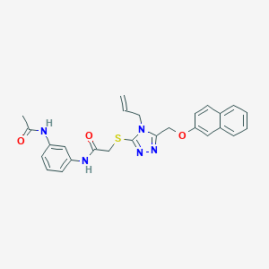 molecular formula C26H25N5O3S B443192 N-[3-(acetylamino)phenyl]-2-({4-allyl-5-[(2-naphthyloxy)methyl]-4H-1,2,4-triazol-3-yl}sulfanyl)acetamide 