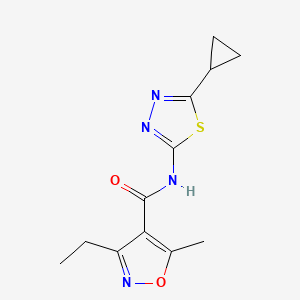 molecular formula C12H14N4O2S B4432076 N-(5-cyclopropyl-1,3,4-thiadiazol-2-yl)-3-ethyl-5-methyl-1,2-oxazole-4-carboxamide 