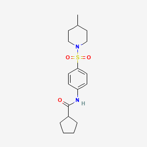 molecular formula C18H26N2O3S B4432280 N-{4-[(4-methylpiperidin-1-yl)sulfonyl]phenyl}cyclopentanecarboxamide 