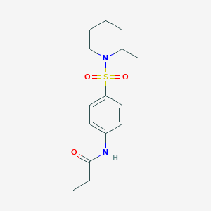 molecular formula C15H22N2O3S B4432285 N-{4-[(2-methylpiperidin-1-yl)sulfonyl]phenyl}propanamide 