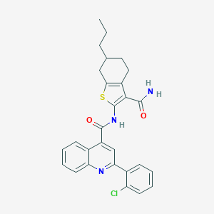 molecular formula C28H26ClN3O2S B443257 N-(3-carbamoyl-6-propyl-4,5,6,7-tetrahydro-1-benzothiophen-2-yl)-2-(2-chlorophenyl)quinoline-4-carboxamide 