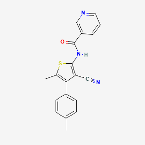 molecular formula C19H15N3OS B4432571 N-[3-cyano-5-methyl-4-(4-methylphenyl)thiophen-2-yl]pyridine-3-carboxamide 