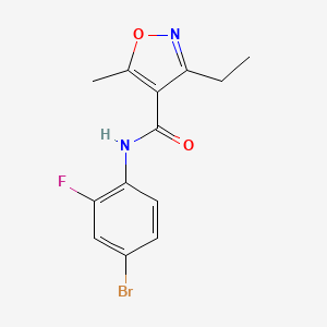 molecular formula C13H12BrFN2O2 B4432597 N-(4-BROMO-2-FLUOROPHENYL)-3-ETHYL-5-METHYL-12-OXAZOLE-4-CARBOXAMIDE 