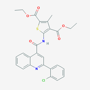 molecular formula C27H23ClN2O5S B443262 DIETHYL 5-({[2-(2-CHLOROPHENYL)-4-QUINOLYL]CARBONYL}AMINO)-3-METHYL-2,4-THIOPHENEDICARBOXYLATE 