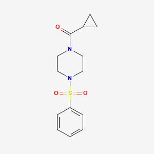 molecular formula C14H18N2O3S B4432684 CYCLOPROPYL[4-(PHENYLSULFONYL)PIPERAZINO]METHANONE 
