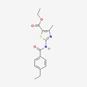 molecular formula C16H18N2O3S B4432788 ETHYL 2-(4-ETHYLBENZAMIDO)-4-METHYL-1,3-THIAZOLE-5-CARBOXYLATE 