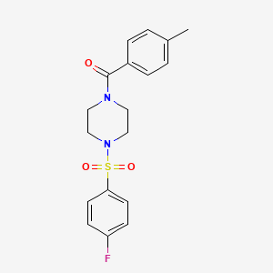 molecular formula C18H19FN2O3S B4432853 {4-[(4-FLUOROPHENYL)SULFONYL]PIPERAZINO}(4-METHYLPHENYL)METHANONE 