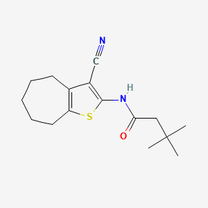 molecular formula C16H22N2OS B4432976 N-(3-cyano-5,6,7,8-tetrahydro-4H-cyclohepta[b]thiophen-2-yl)-3,3-dimethylbutanamide 