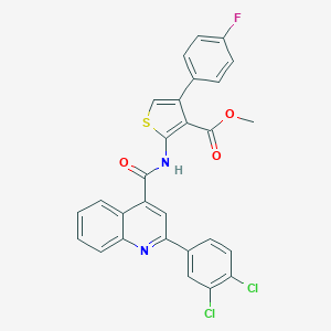 molecular formula C28H17Cl2FN2O3S B443300 METHYL 2-({[2-(3,4-DICHLOROPHENYL)-4-QUINOLYL]CARBONYL}AMINO)-4-(4-FLUOROPHENYL)-3-THIOPHENECARBOXYLATE 