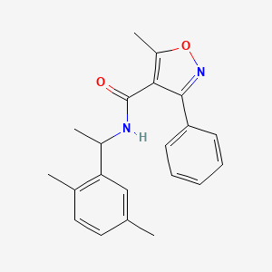 molecular formula C21H22N2O2 B4433013 N-[1-(2,5-dimethylphenyl)ethyl]-5-methyl-3-phenyl-1,2-oxazole-4-carboxamide 