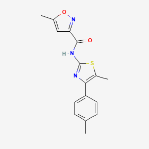 molecular formula C16H15N3O2S B4433134 5-methyl-N-[5-methyl-4-(4-methylphenyl)-1,3-thiazol-2-yl]-1,2-oxazole-3-carboxamide 