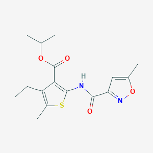 molecular formula C16H20N2O4S B4433318 PROPAN-2-YL 4-ETHYL-5-METHYL-2-(5-METHYL-1,2-OXAZOLE-3-AMIDO)THIOPHENE-3-CARBOXYLATE 