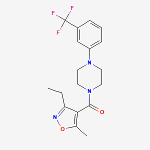 molecular formula C18H20F3N3O2 B4433352 Methanone, (3-ethyl-5-methyl-4-isoxazolyl)[4-[3-(trifluoromethyl)phenyl]-1-piperazinyl]- 