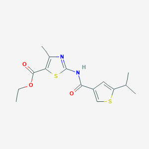 molecular formula C15H18N2O3S2 B4433548 ethyl 2-{[(5-isopropyl-3-thienyl)carbonyl]amino}-4-methyl-1,3-thiazole-5-carboxylate 